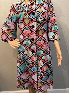 Vintage Trina Turk Silk and Linen Duster Coat Dress